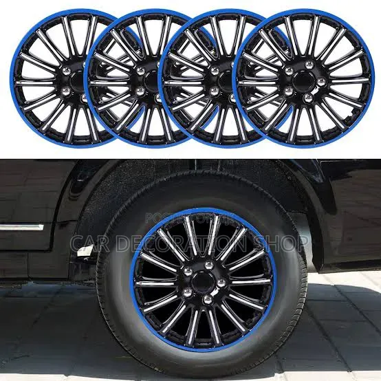 4pc 13" Multi-Spoke Sporty Wheels with High Gloss Black Finish Caps - 1