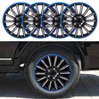 4pc 13" Multi-Spoke Sporty Wheels with High Gloss Black Finish Caps - 1