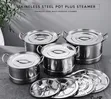 Seti ya Vyungu vya Chuma cha Pua 14 vya Kupikia na Kupikia kwa Steamer - 4