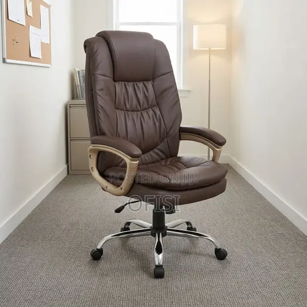 Brown Leather Executive Office Chair - 1