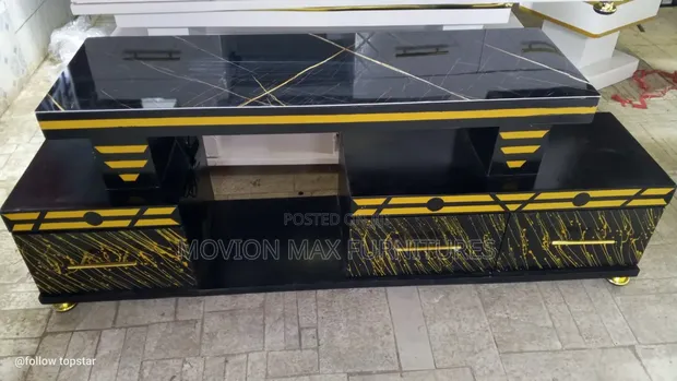 Modern Black TV Stand with Drawers - 1