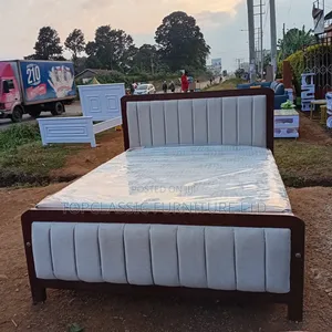 5x6 White Bed with Black Frame + Mattress