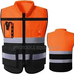 Orange/Black Chinese Collar Reflective Safety Jacket
