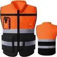 Orange/Black Chinese Collar Reflective Safety Jacket - 1