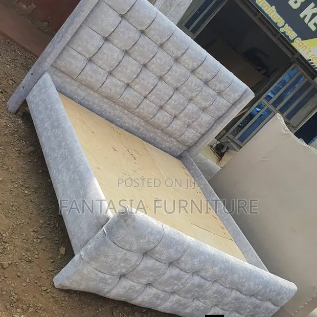 Brand New 5x6 Velvet Wingback Bed Frame - 1