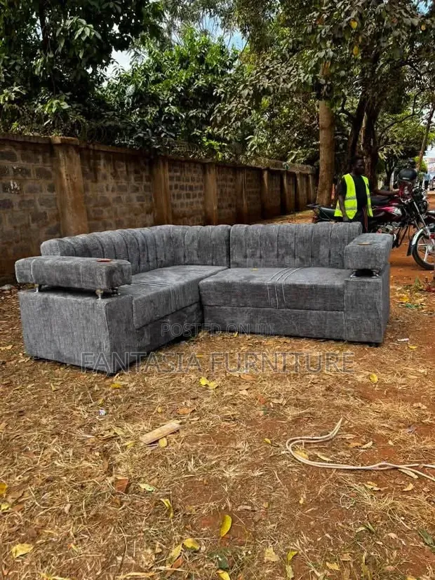 Brand New 5-Seater Corner Sofa with Cup Holders - 1