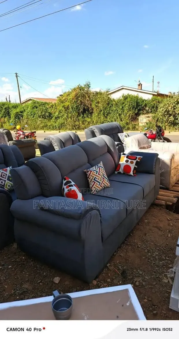 Brand New Charcoal Grey 3-Seater Sofa - 1