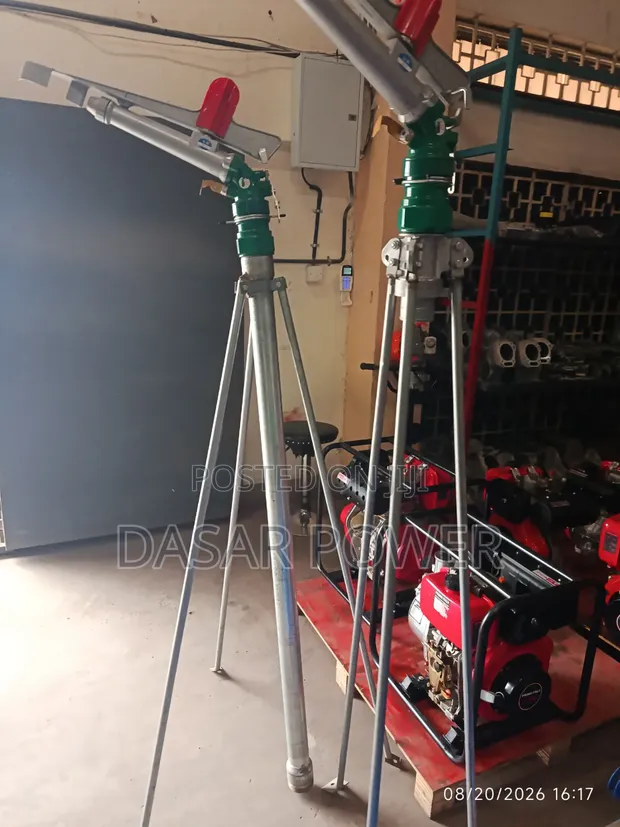 Heavy-Duty Rain Gun Sprinkler on Adjustable Tripod - 1