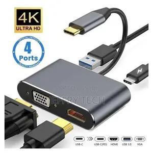 USB-C Hub 4-in-1 Adapter (HDMI, VGA, PD Fast Charge)