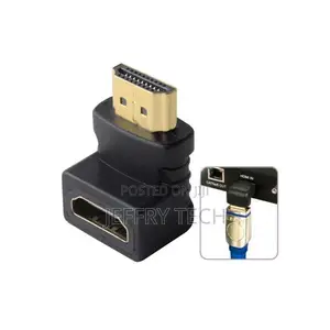 HDMI 19-Pin Male to Female 90-Degree Angle Adapter