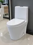 Modern One-Piece Ceramic Toilet - White - 2