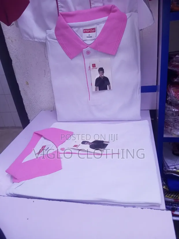 Pink & White Poloshirts Available - 1