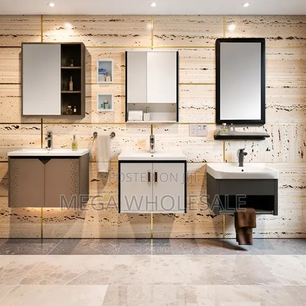 Moisture Resistant Wall Mounted Bathroom Vanity Cabinet with Mirror - 1