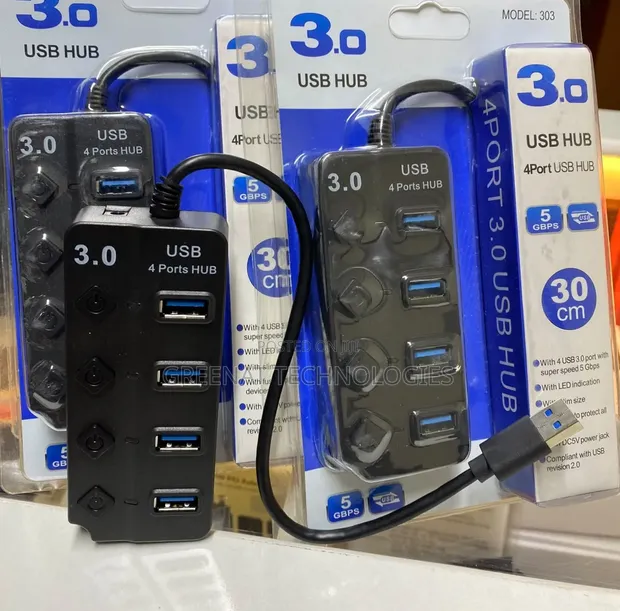 USB 3.0 Hub 4 Ports 5Gbps with Switches - 1