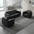 5-Seater Black Waiting Sofa - 5