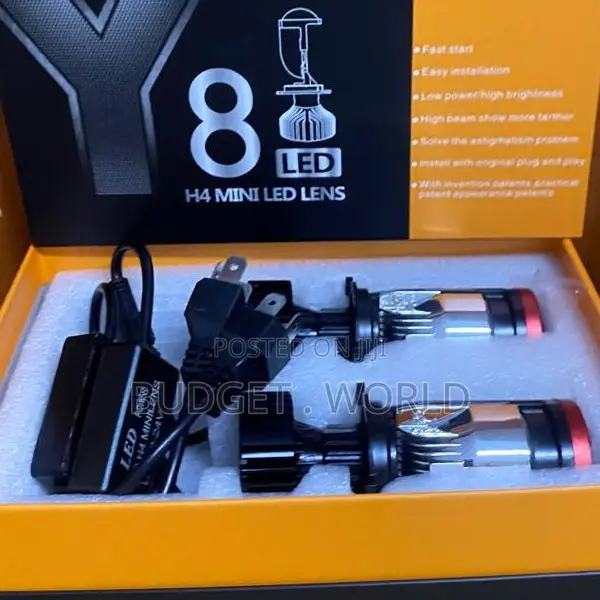 Y8 H4 LED Headlight Bulbs - Ultra-Bright Mini Projector Lens - 1
