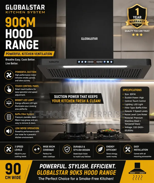 Globalstar 90KS 90CM Hood Range - Powerful Kitchen Ventilation - 1