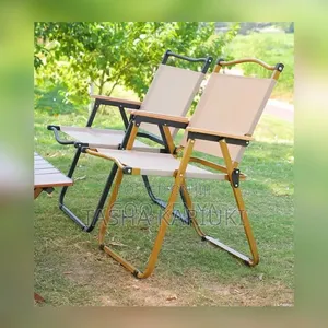 Strong Steel Frame Wood Armrest Camping Chair