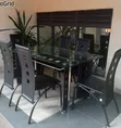 Executive 6 Seater Glass Dining Table with Leather Seats - 1