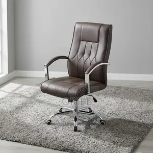 Brown Leather Mid-Back Office Chair