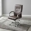 Brown Leather Mid-Back Office Chair - 1