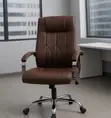 Brown Leather Mid-Back Office Chair - 3