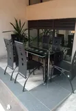 Executive 6-Seater Glass Dining Table with Leather Seats - 2