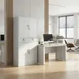 Office Cabinet: 4 Drawers, Large Doors, Steel, Gray - 1