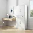 Office Cabinet: 4 Drawers, Large Doors, Steel, Gray - 2