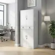 Office Cabinet: 4 Drawers, Large Doors, Steel, Gray - 3