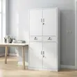 Office Cabinet: 4 Drawers, Large Doors, Steel, Gray - 4