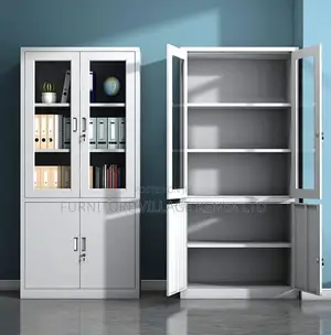 2-Door Metallic Half Glass Lockable File Cabinet