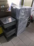 Grey Table Set with 4 Stools - 1