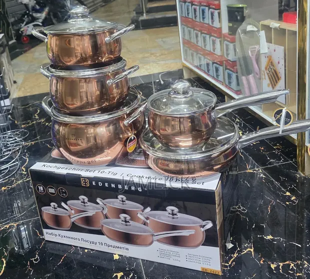 Rose Gold 10-Piece Edenburg Stainless Steel Cookware Set EB-2423 - 1