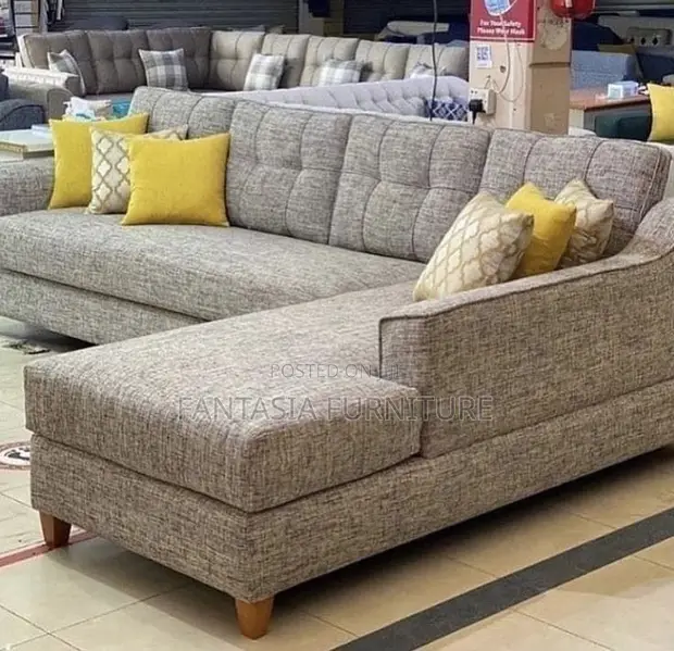 Brand New 5 Seater Ash Grey L-Shaped Sofa - 1
