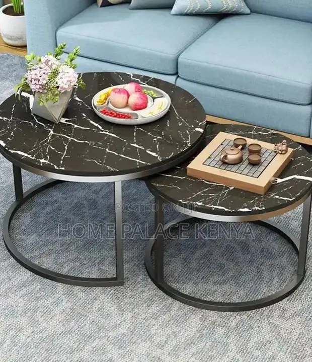 Space-Saving Nesting Coffee Tables with Metal Legs - 1