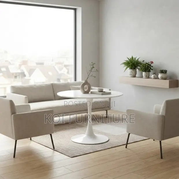 Round White Marble Coffee Table - 1