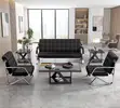 Executive 5-Seater Office Sofa Set - Black Faux Leather - 2
