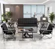 Executive 5-Seater Office Sofa Set - Black Faux Leather - 3