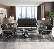 Executive 5-Seater Office Sofa Set - Black Faux Leather - 5