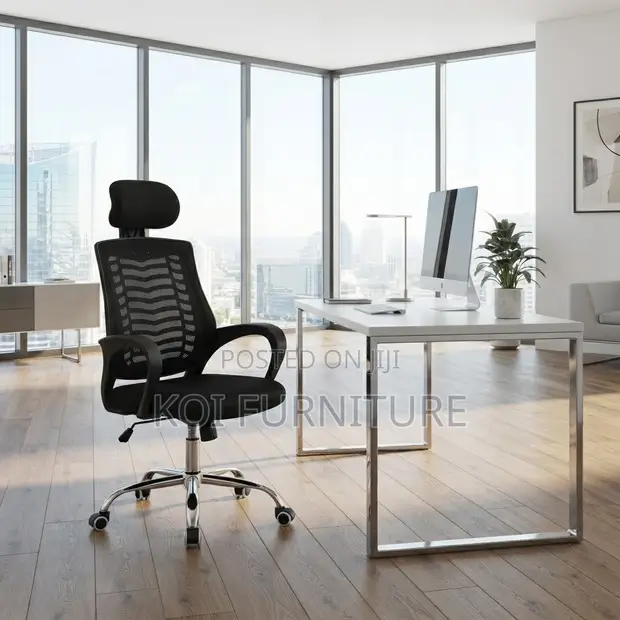 Adjustable Fabric Office Chair with Headrest - 1