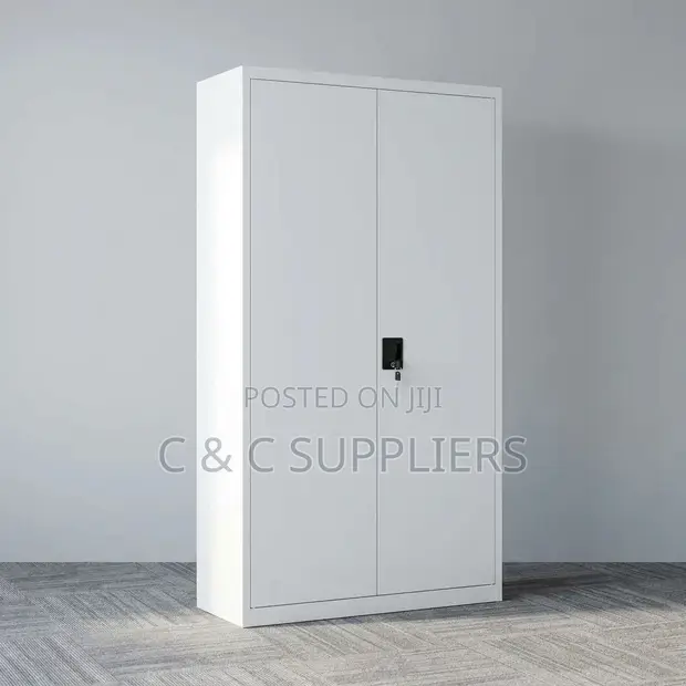 Double-Door Steel Office Cabinet - White - 1