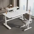 Height Adjustable Manual White Office Desk (1200mm) - 4