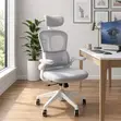 White Adjustable Fabric Office Flipping Armed Chairs - 1