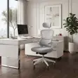 White Adjustable Fabric Office Flipping Armed Chairs - 2
