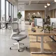 White Adjustable Fabric Office Flipping Armed Chairs - 3