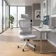White Adjustable Fabric Office Flipping Armed Chairs - 4