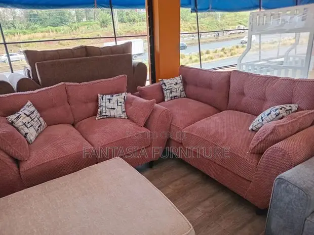 5 Seater Rosewood Textured Butterfly Sofa - 1