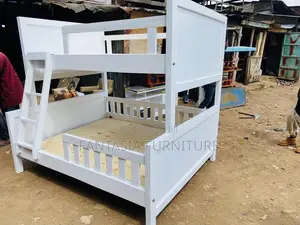 White Wooden Bunk Bed (3.5x6 Top, 4x6 Bottom)