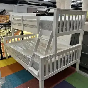 Strong White Wooden Bunk Bed (3.5x6 Top, 4x6 Bottom)
